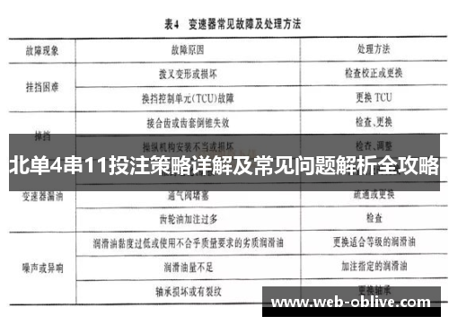 北单4串11投注策略详解及常见问题解析全攻略